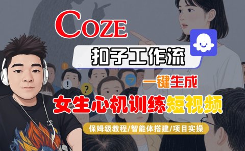 【Coze工作流搭建实操教程】Coze智能体工作流一键生成“女生心机训练“短视频,全流程保姆级教学---AI视频制作教程_AI创作_AI短片_AI脚本_AI绘画_AIGC人工智能!