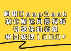 利用DeepSeek制作财运风景视频,引爆流量,单日变现1000+