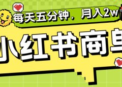 小红书商单分成合作计划,每天五分钟,月入2w+