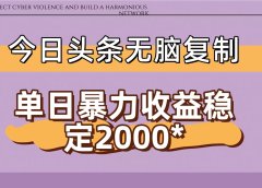 今日头条稳定日入2000+ 无脑复制即可
