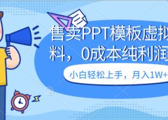 卖虚拟资料，售卖PPT模板，0成本纯利润，小白轻松上手，月入1W+