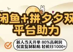 闲鱼+拼夕夕双平台助力！新人当天开单，80%高利润，仅需复制粘贴，轻松日入1000+