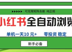 小红书全自动浏览项目, 零投资,全程手机去跑,单账号一天10元+,可无限矩阵去做