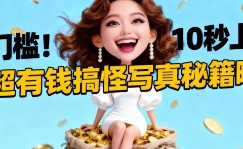 0 门槛!10 秒上手!AI 超有钱搞怪写真秘籍曝光:傻瓜流程直接抄,高清提示词直接领