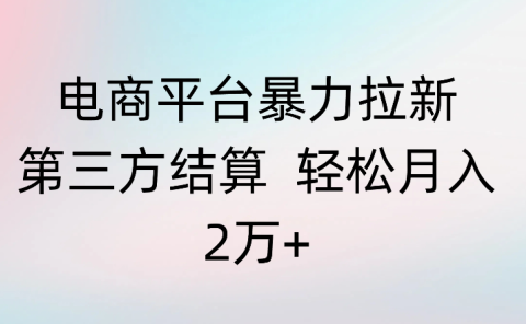 电商平台暴力拉新第三方结算 轻松月入2万+