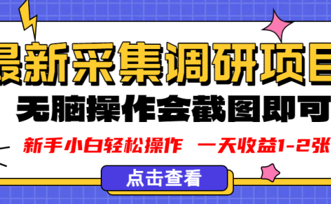新版采集调研项目,截图上传即可,无脑操作,日收益1-2张