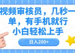 视频审核员,几秒一单,有手机就行,小白轻松上手,日入200+