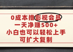 亲测,0成本可批量操作,靠卖影视会员实测月入30000+
