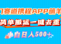 冷门赛道携程APP薅羊毛,简单搬运一键去重,小白日入500+