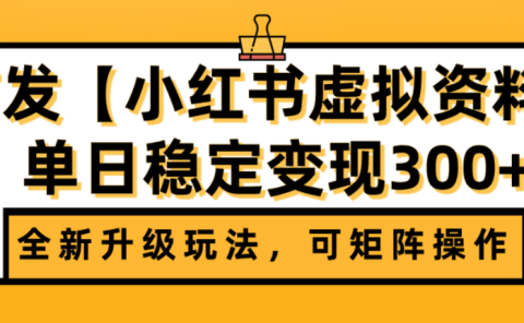 首发【小红书店铺虚拟资料】全新升级玩法,可矩阵操作,单日稳定变现300+